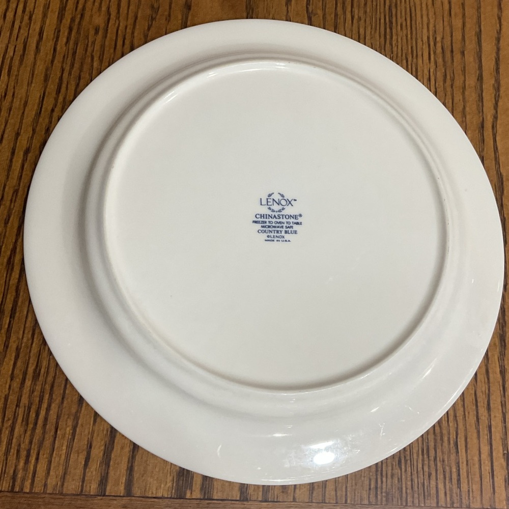 Lenox Chinastone Country Blue White Dinner Plate with Blue Scroll Border USA - Picture 4 of 5